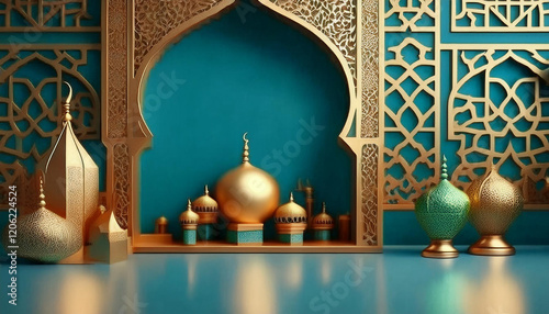 Happy ramadan kareem golden background design