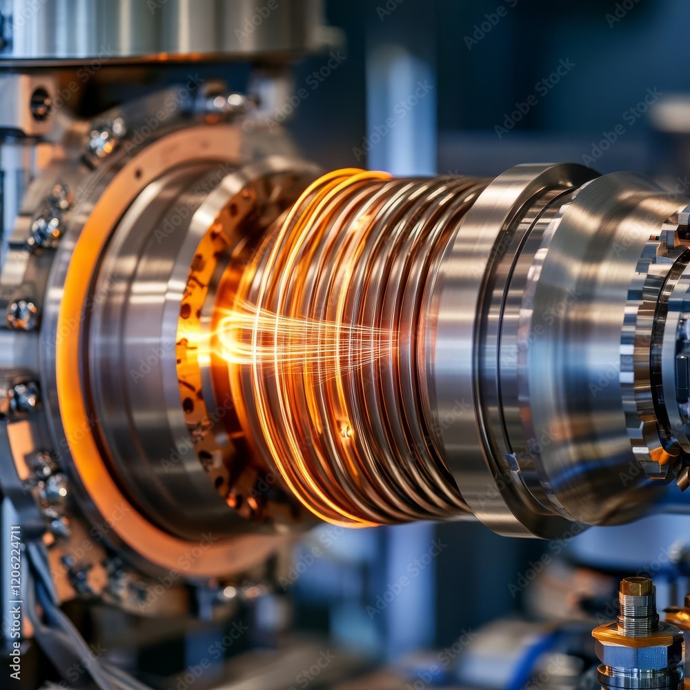 Cryogenic chamber showing superconductor emitting dynamic field lines