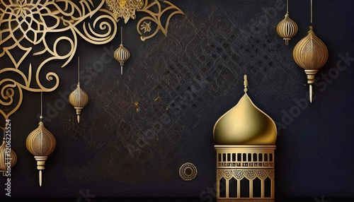 Happy ramadan kareem golden background design