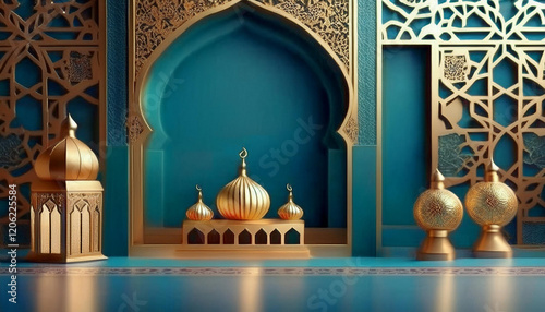 Happy ramadan kareem golden background design