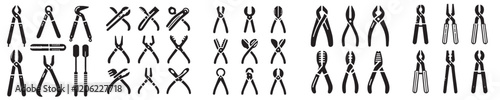 collection of pliers silhouette vector icons