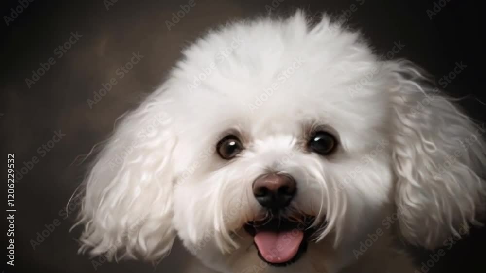 Portrait of Bichon Frise dog on dark background Portrait of Bichon Frise dog on dark background