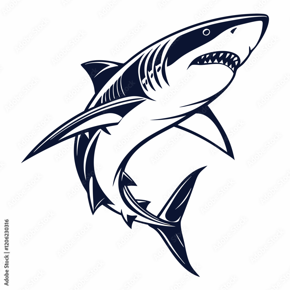 Fototapeta premium shark cartoon isolated on white