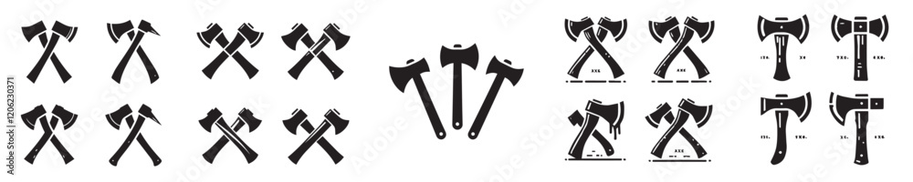 set of ax silhouette vector icons set of ax silhouette vector icons