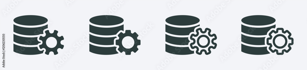 Vector icon of flat data server settings in a database center design Vector icon of flat data server settings in a database center design