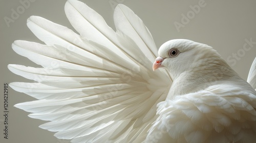 White bird with majestic wings captured in soft light showcasing elegance and...