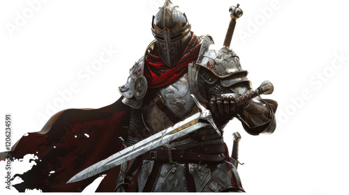 Medieval knight with sword on transparent background  photo