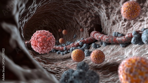 Immune System Engaging with Pathogens Illustration