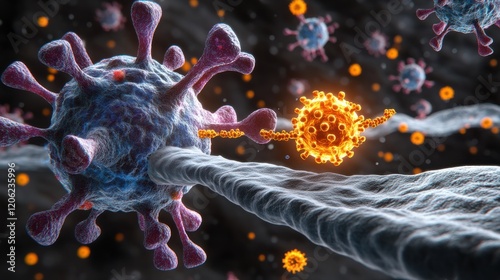 Immune System Engaging with Pathogens Illustration