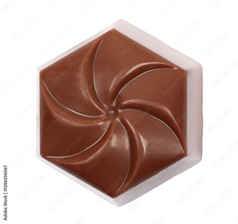 Chocolate candy isolated on white, top view	