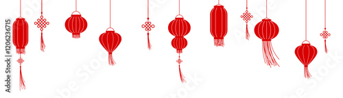 Chinese lantern border, Chinese New Year background, banner