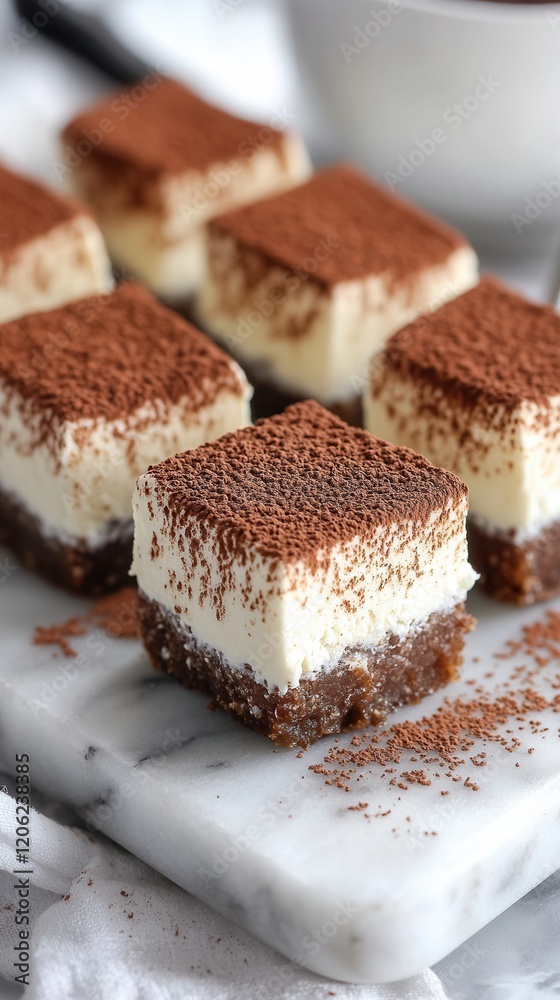 Luxurious keto fat bombs with cream cheese and dark chocolate arranged on a marble tray Luxurious keto fat bombs with cream cheese and dark chocolate arranged on a marble tray