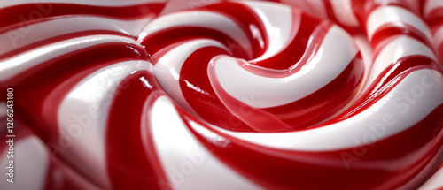 Swirling candy cane texture with striking red and white stripes in a playful art style photo