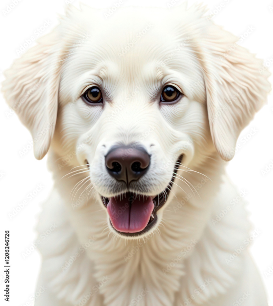 Large white dog isolated on transparent background