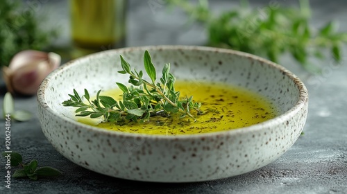Fresh herbs infused in olive oil for culinary delights and enhanced flavors a...