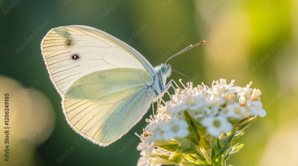 Close-up of a beautiful butterfly resting on a vibrant flower in a lush summer garden with soft natural light Close-up of a beautiful butterfly resting on a vibrant flower in a lush summer garden with soft natural light
