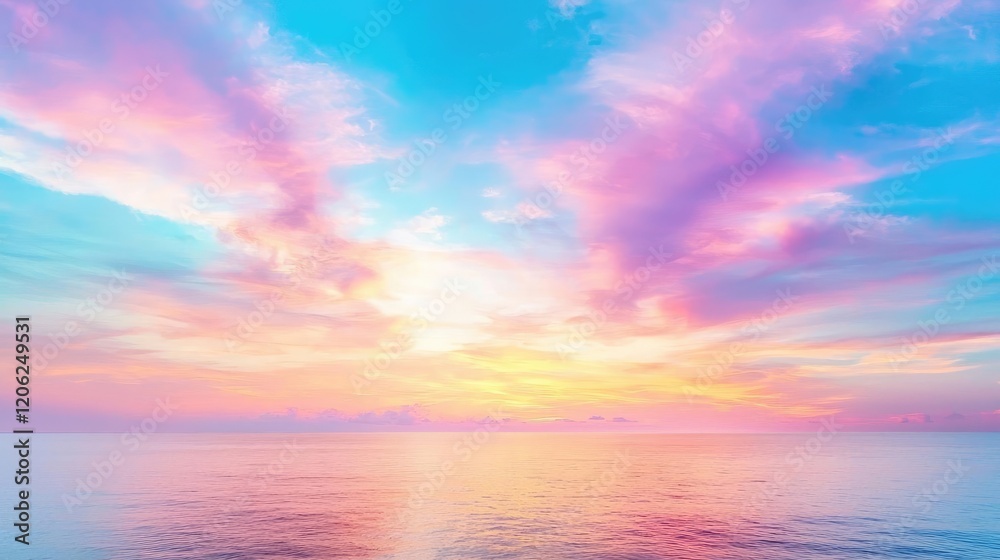 Pastel sunset over calm ocean