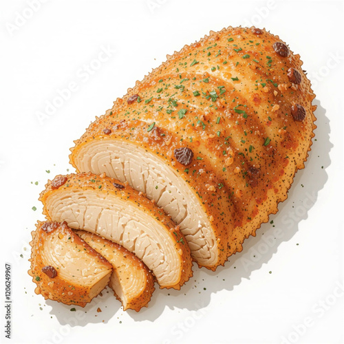 Vector illustration Sliced chicken schnitzel isolated on white background.