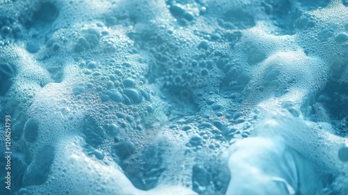 Gentle waves ripple across a tranquil ocean surface under soft sunlight in a ...