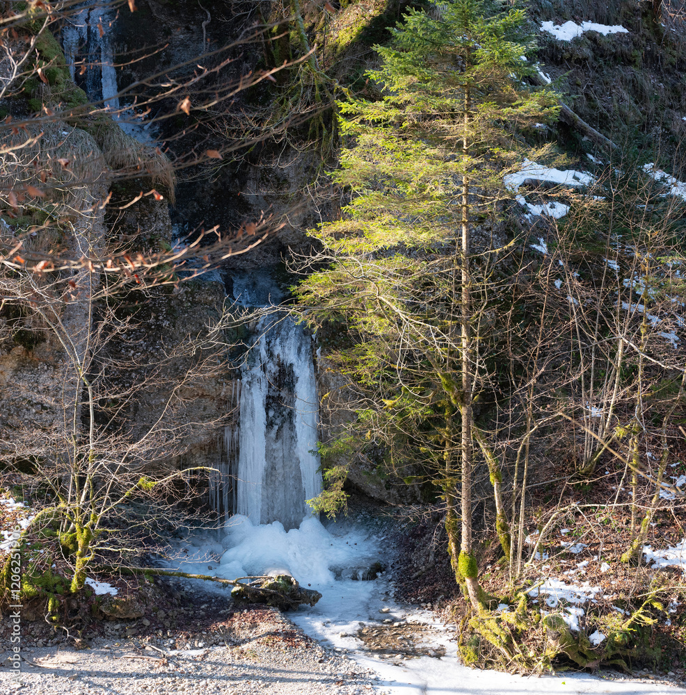 Eiszapfen im Winter am Bach