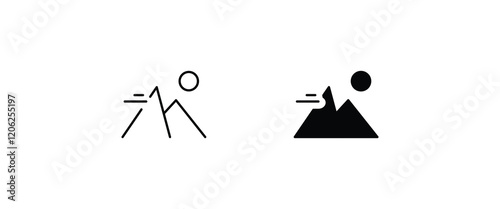 Mountain with flag on a peak Top of mountain with flag icon vector, filled Success, aim achievement, leadership, Mission, Mount, Climbing, conquered, way up, high in, Hiking, Target, Get on top design