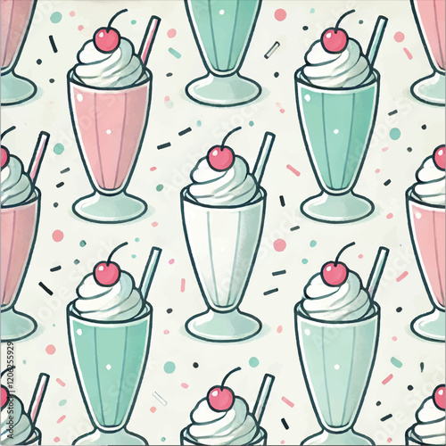 SUNDAE MILKSHAKE DESSERT PRINT DESIGN IN VECTOR