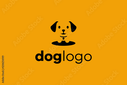 Cute Dog Minimalist Illustration in Black and Orange