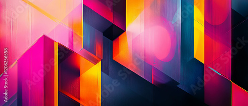 Vivid geometric lines create a captivating abstract design with vibrant colors