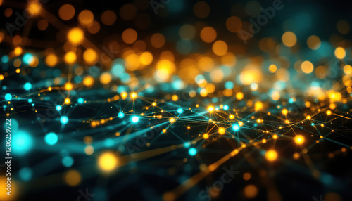 Wallpaper Mural Abstract Network Lights Connecting Points Of Light Torontodigital.ca