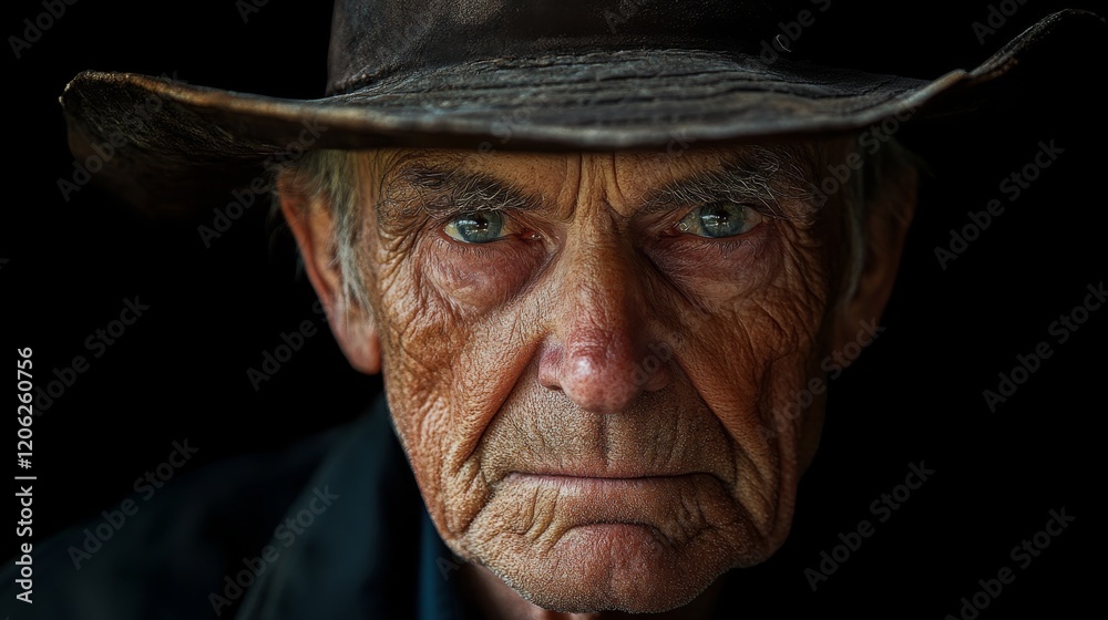 A close-up portrait of an elderly man, revealing his focused expression and weathered face, wearing a classic hat, and conveying wisdom and resilience. A close-up portrait of an elderly man, revealing his focused expression and weathered face, wearing a classic hat, and conveying wisdom and resilience.