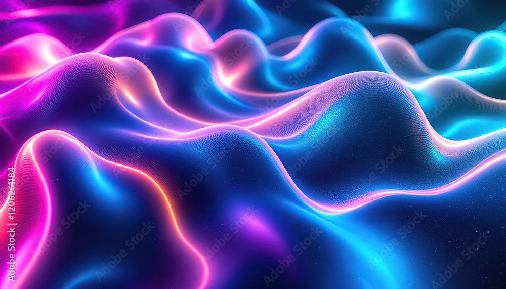Abstract Neon Waves Flowing Dynamically Across Space Abstract Neon Waves Flowing Dynamically Across Space