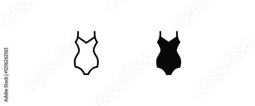 Swimsuit icon, woman's body. woman waist icon, sea wear icon symbol logo illustration,editable stroke, flat design style isolated on white