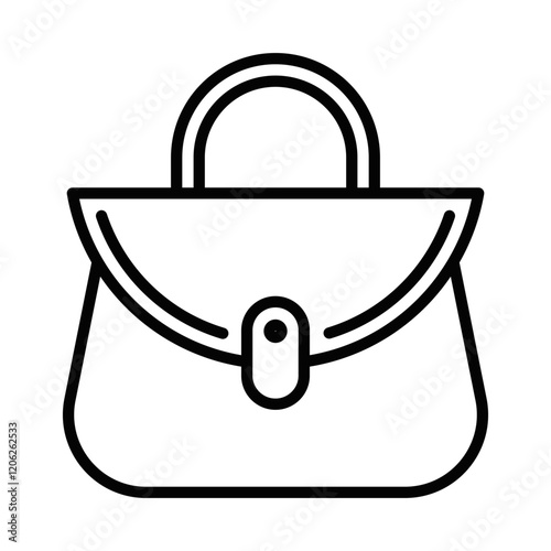 Outline icon of a semi-circular women's handbag. Editable stroke.