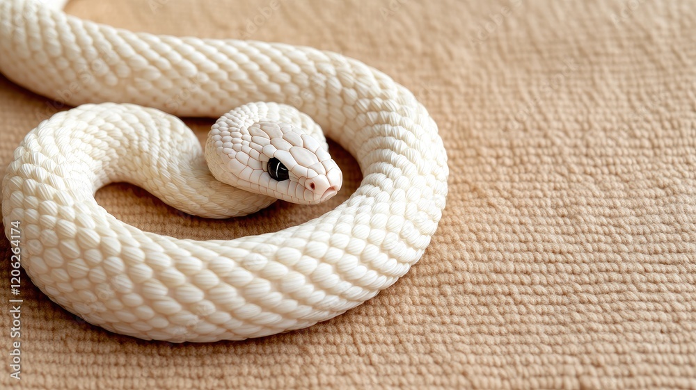 Fototapeta premium Albino snake curled up on textured surface