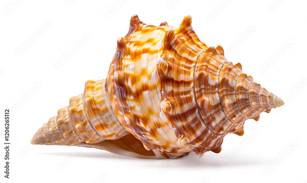 Orange Common Knobby Spindle seashell on a transparent background Orange Common Knobby Spindle seashell on a transparent background