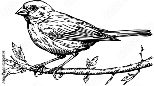  Isolated Hand-Drawn Sketch, Canary Bird Illustration with Transparent Background, High-Quality Vector