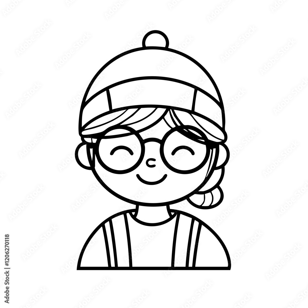 Minimalist Line Illustration, Cartoon Person in Monochrome, No Background Minimalist Line Illustration, Cartoon Person in Monochrome, No Background