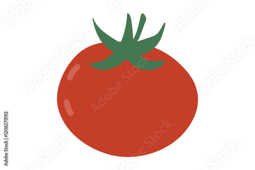 Red round tomato in flat style