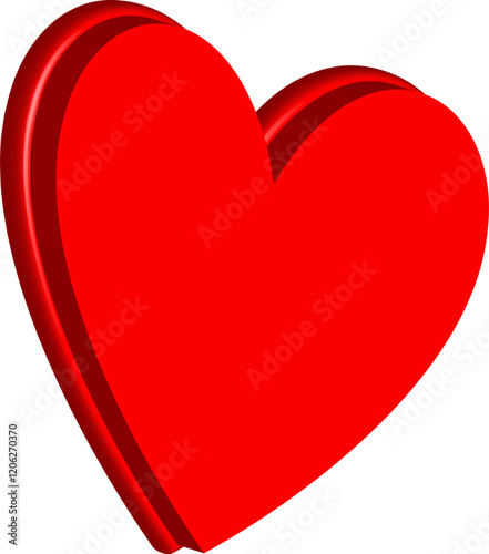 Volumetric red heart, love, romance or valentine's day,  heart icon, transparent background, vector
