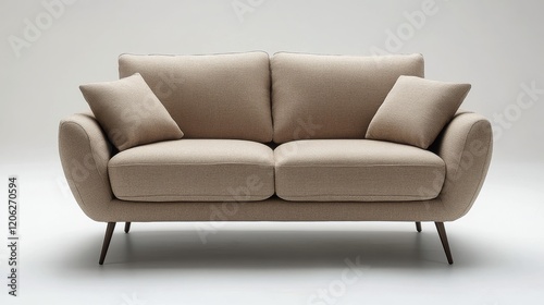 Stylish modern sofa with contrasting cushions in a minimalist setting