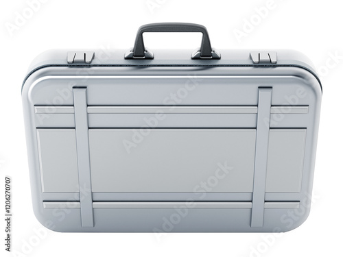 Metal briefcase isolated on transparent background. 3D illustration