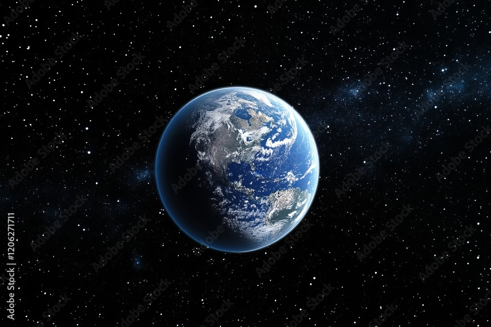 Fototapeta premium Stunning Detailed Earth Planet Image Space Background Blue Planet Earth Photo Digital Art High Resolution World View Universe Galaxy Stars Night Sky Realistic Earth Globe