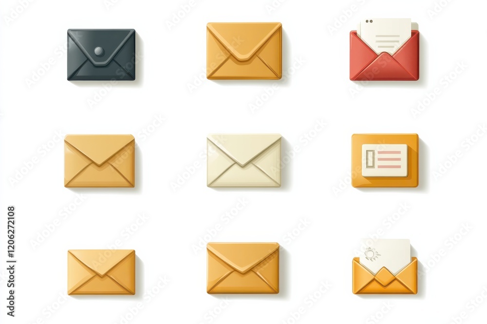 Set of mail icons isolated on white background. Set of mail icons isolated on white background.