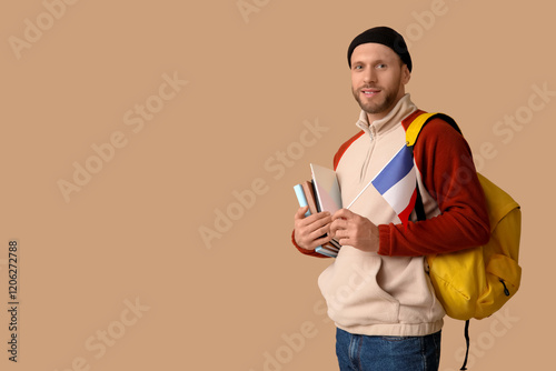 Male French student with bo...