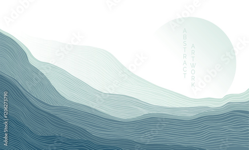 abstract japanese landscape on light background with gradient	