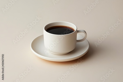 Warm cup of coffee on a beige surface in soft morning light inviting relaxati...