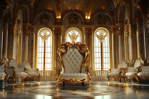 Royal Splendor The Golden Throne in a Baroque Palace Hall 