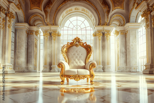 Royal Splendor The Golden Throne in a Baroque Palace Hall 