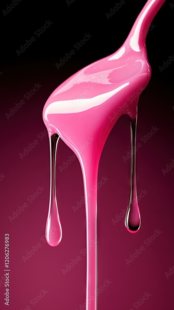 Pink chair leaking drop of liquid on pink background Pink chair leaking drop of liquid on pink background