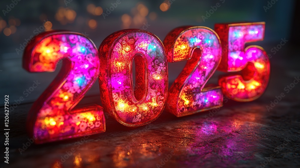 Illuminated Numbers Two Zero Two Five Celebrate New Year Illuminated Numbers Two Zero Two Five Celebrate New Year